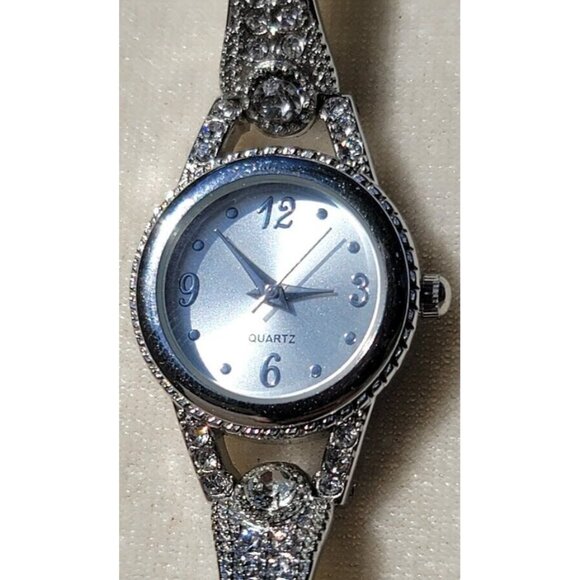 Unbranded Accessories - VTG Silver Tone Costume Jewelry Womens Watch Encrusted CZ's GENWM992 Ticks Runs